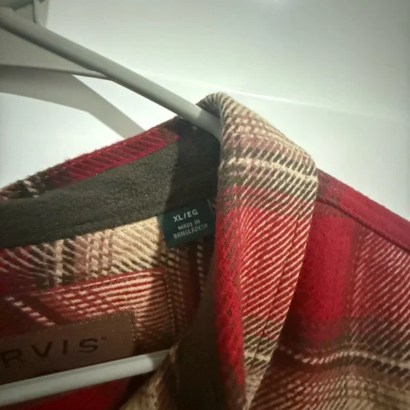 Orvis Red and Cream Plaid Shirt Heavyweight Flannel XL - Picture 5 of 8